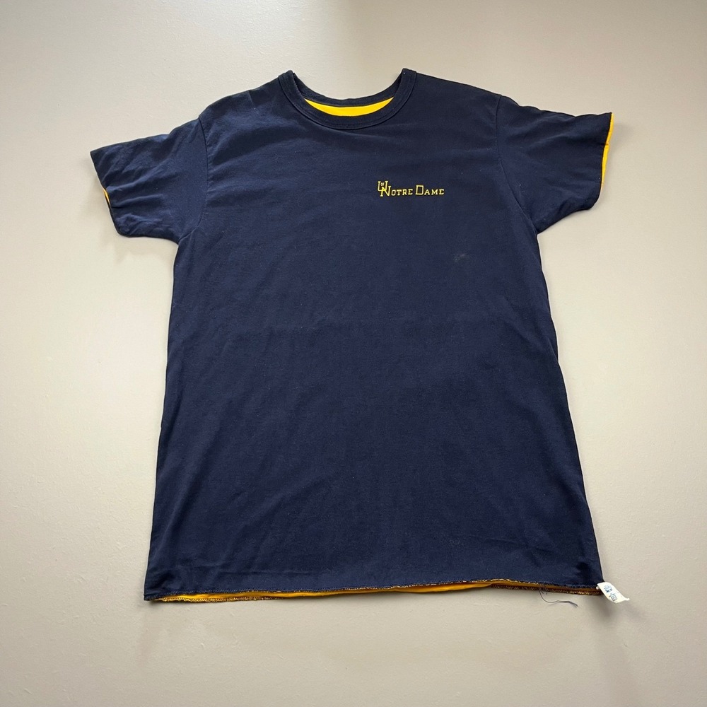 Champion T-Shirt Mens Large Blue Reversible Notre Dame Vintage 50/50 USA Made